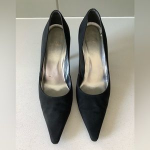Stuart Weitzman Black Silk Pointed Toe Heels 
Size: 7 1/2